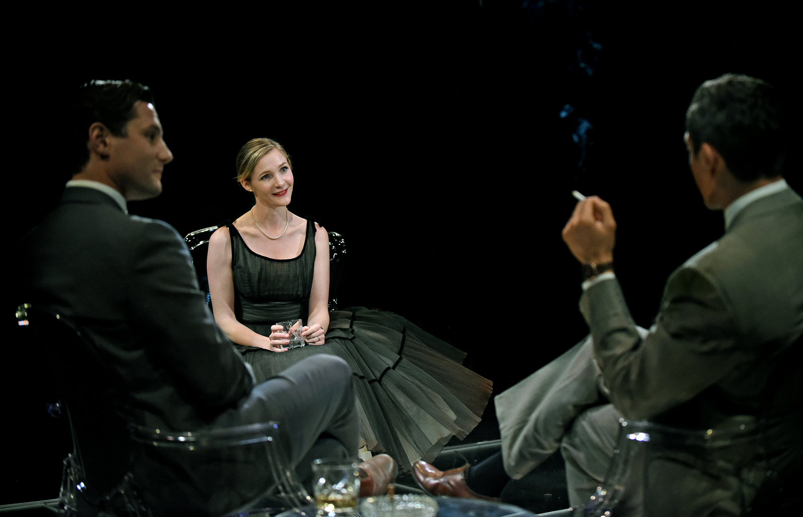 The Pride, directed by Michael Arden, at The Wallis. Pictured (l-r): Augustus Prew, Jessica Collins and Neal Bledsoe. Photo credit: Kevin Parry.